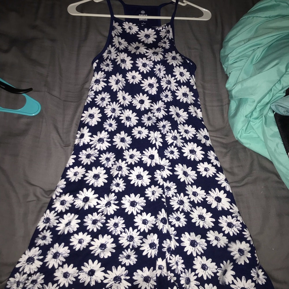 Women’s Blue Swing Dress With White Sunflowers 💙